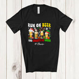 MacnyStore - Personalized Custom Name Run On Beer And Christmas Cheer; Joyful Santa Elf Beer; Drinking T-Shirt