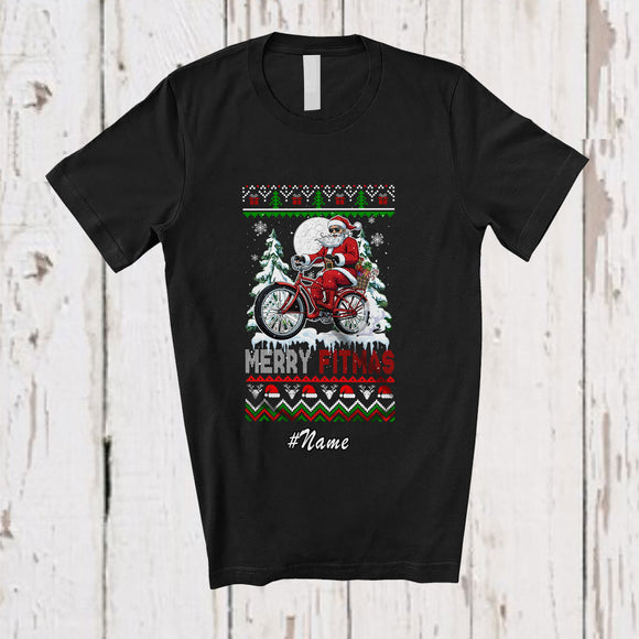 MacnyStore - Personalized Custom Name Fitmas; Merry Christmas Tree Sweater Santa Cycling T-Shirt