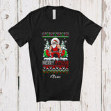MacnyStore - Personalized Custom Name Fitmas; Merry Christmas Sweater Muscle Santa Workout Weightlifting T-Shirt