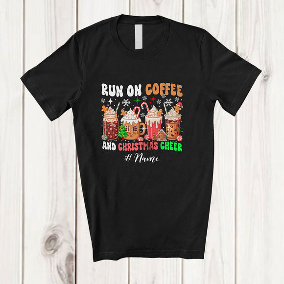 MacnyStore - Personalized Custom Name Run On Coffee And Christmas Cheer; Joyful Santa Elf Coffee; Family T-Shirt