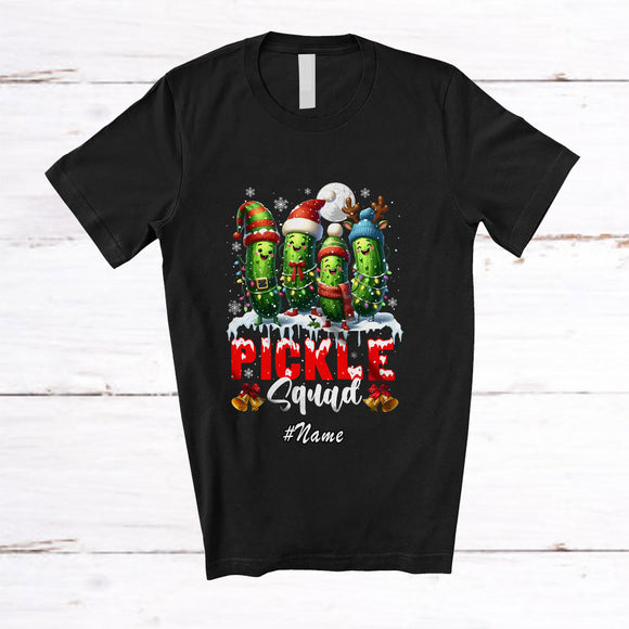 MacnyStore - Personalized Custom Name Pickle Squad; Awesome Christmas Pickle Snow; Friends Family T-Shirt