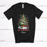 MacnyStore - Personalized Custom Name Merry Christmas; Lovely Woodpeckers On X-mas Tree; Bird Lover T-Shirt