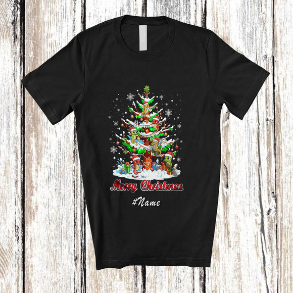 MacnyStore - Personalized Custom Name Merry Christmas; Lovely Santa Seahorses On X-mas Tree; Sea Animal T-Shirt