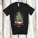 MacnyStore - Personalized Custom Name Merry Christmas; Lovely Santa Otters On X-mas Tree; Sea Animal T-Shirt