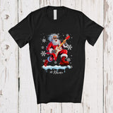 MacnyStore - Personalized Custom Name Black Afro African Santa Playing Bass; Joyful Christmas Sport Player T-Shirt