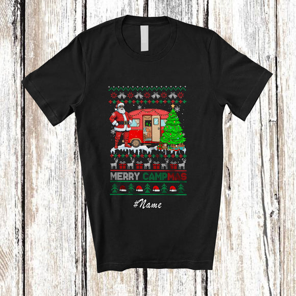MacnyStore - Personalized Custom Name Merry Campmas; Amazing Christmas Sweater Camping Truck Santa T-Shirt