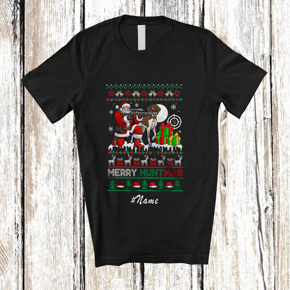 MacnyStore - Personalized Custom Name Merry Huntmas; Amazing Christmas Sweater Hunter Hunting Santa T-Shirt