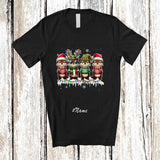 MacnyStore - Personalized Custom Name Four Santa Elf Otter; Adorable Christmas Lights Snow Otter Animal T-Shirt