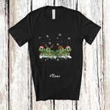 MacnyStore - Personalized Custom Name Four Santa Elf Turtle; Adorable Christmas Lights Snow Turtle Animal T-Shirt