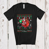 MacnyStore - Personalized Custom Name Santa Riding Reindeer Cardinal Bird; Lovely Christmas Sweater Family T-Shirt