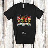 MacnyStore - Personalized Custom Name Four Santa Elf Seahorse; Adorable Christmas Lights Seahorse Animal T-Shirt