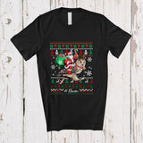 MacnyStore - Personalized Custom Name Santa Riding Reindeer Owl Bird; Lovely Christmas Sweater Family T-Shirt