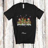 MacnyStore - Personalized Custom Name Four Santa Elf Snakes; Adorable Christmas Lights Snake Animal T-Shirt