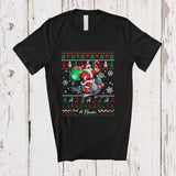 MacnyStore - Personalized Custom Name Santa Riding Reindeer Pigeon Bird; Lovely Christmas Sweater Family T-Shirt