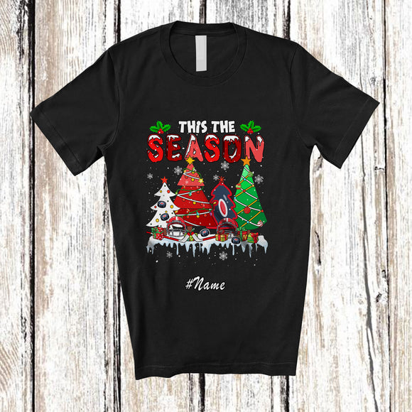 MacnyStore - Personalized Custom Name This The Season; Joyful Christmas Tree Hockey Player Team T-Shirt