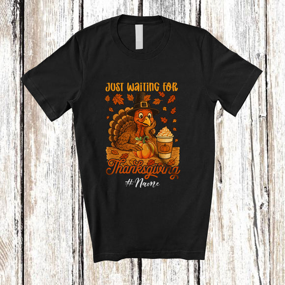 MacnyStore - Personalized Custom Name Just Waiting For Thanksgiving; Lovely Turkey Coffee Pumpkin; Family T-Shirt
