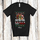 MacnyStore - Personalized Custom Name Merry Pugmas; Joyful Christmas Sweater Santa Black Pug Reindeer T-Shirt