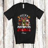 MacnyStore - Personalized Custom Name Merry Pugmas; Awesome Christmas Santa Black Pug Reindeer T-Shirt