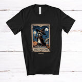 MacnyStore - Personalized Raccoon Witch Tarot Card; Awesome Halloween Custom Name Animal Lover T-Shirt