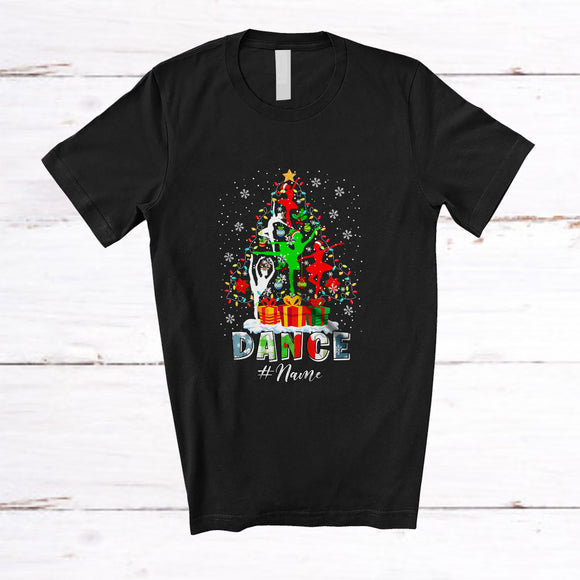 MacnyStore - Personalized Custom Name Dance Christmas Tree; Colorful X-mas Lights Teacher Students T-Shirt
