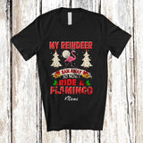 MacnyStore - Personalized Custom Name My Reindeer Ran I Ride A Flamingo; Humorous Christmas Animal T-Shirt