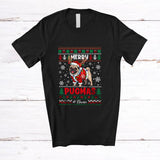 MacnyStore - Personalized Custom Name Merry Pugmas; Lovely Christmas Lights Sweater Pug Santa Reindeer T-Shirt