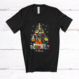 MacnyStore - Personalized Custom Name Science Christmas Tree; Colorful X-mas Scientist Teacher Students T-Shirt