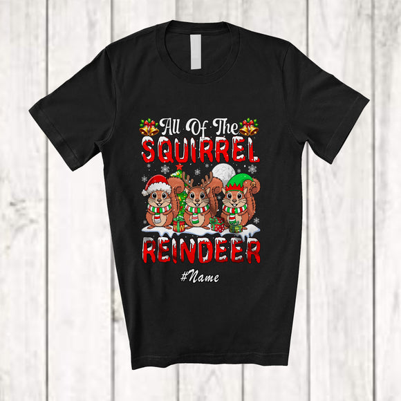 MacnyStore - Personalized Custom Name All Of The Squirrel Reindeer; Adorable Christmas Animal Lover T-Shirt