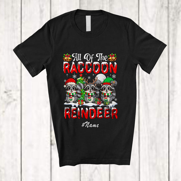 MacnyStore - Personalized Custom Name All Of The Raccoon Reindeer; Adorable Christmas Animal Lover T-Shirt