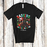 MacnyStore - Personalized Custom Name Dashing Through The Snow; Lovely Christmas Groovy Dachshund Santa T-Shirt