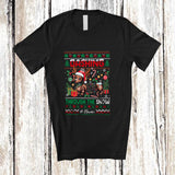MacnyStore - Personalized Custom Name Dashing Through The Snow; Lovely Christmas Sweater Dachshund Santa T-Shirt