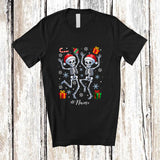 MacnyStore - Personalized Custom Name Couple Santa Skeleton Dancing; Amusing Christmas Snow Family T-Shirt