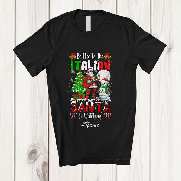 MacnyStore - Personalized Custom Name Nice To The Italian; Amazing Christmas Tree Santa Snowman T-Shirt