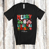 MacnyStore - Personalized Custom Name Merry Christmas; Joyful X-mas Groovy Santa Glasses Optician T-Shirt