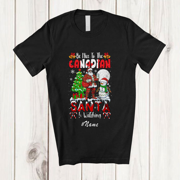 MacnyStore - Personalized Custom Name Nice To The Canadian; Amazing Christmas Tree Santa Snowman T-Shirt