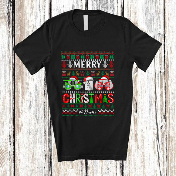 MacnyStore - Personalized Custom Name Merry Christmas; Joyful X-mas Sweater Santa Glasses Optician T-Shirt