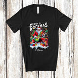MacnyStore - Personalized Custom Name Merry Rockmas; Amusing Christmas Santa Playing Guitar Rock Music T-Shirt