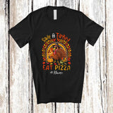 MacnyStore - Personalized Custom Name Save A Turkey Eat Pizza; Lovely Thanksgiving Leopard Rainbow Food T-Shirt