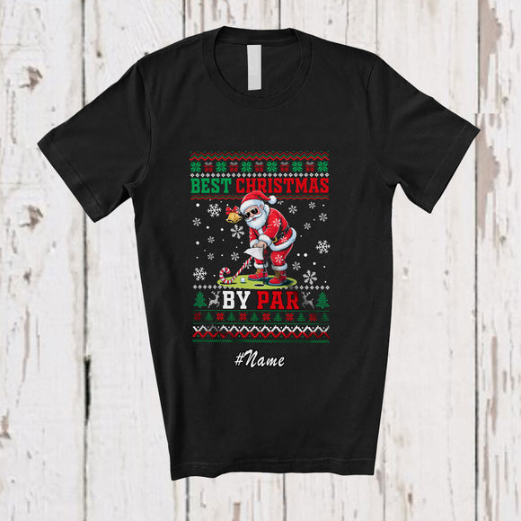 MacnyStore - Personalized Custom Name Best Christmas By Par; Amazing Sweater Santa Playing Golf Player T-Shirt