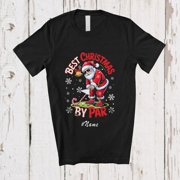 MacnyStore - Personalized Custom Name Best Christmas By Par; Amazing Santa Playing Golf Player T-Shirt