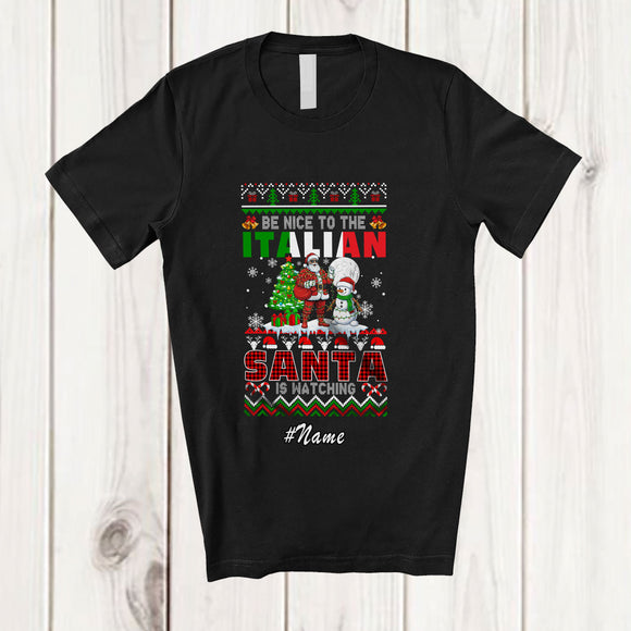 MacnyStore - Personalized Custom Name Nice To The Italian; Amazing Christmas Sweater Santa Snowman T-Shirt