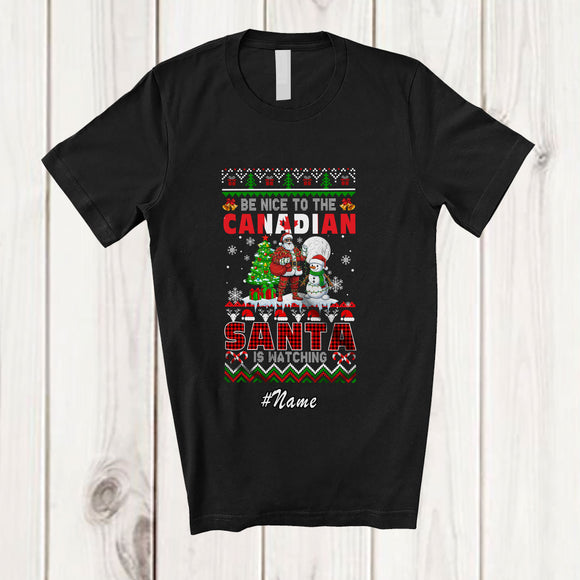 MacnyStore - Personalized Custom Name Nice To The Canadian; Amazing Christmas Sweater Santa Snowman T-Shirt