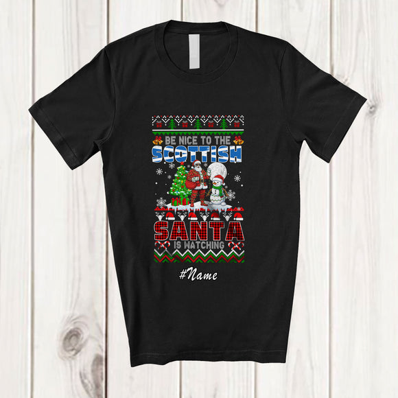 MacnyStore - Personalized Custom Name Nice To The Scottish; Amazing Christmas Sweater Santa Snowman T-Shirt