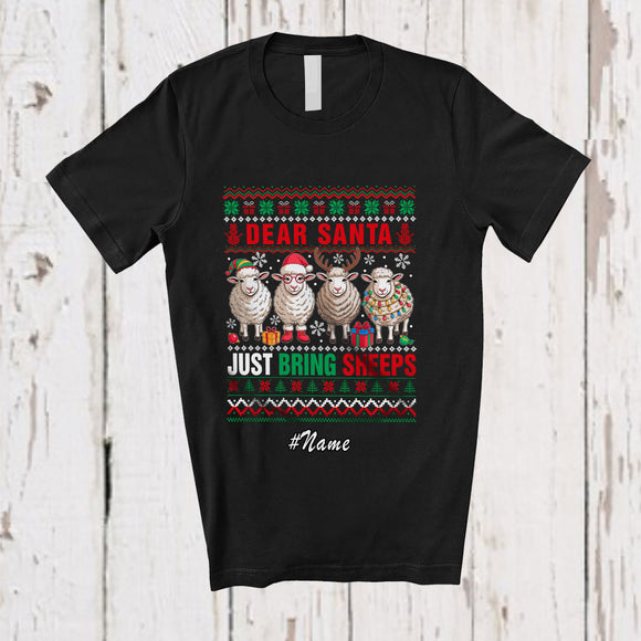 MacnyStore - Personalized Custom Name Santa Bring Sheeps; Fantastic Christmas Sweater Sheep Farmer Farm T-Shirt