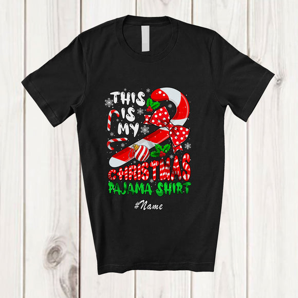 MacnyStore - Personalized Custom Name My Christmas Pajama Shirt; Sarcastic X-mas Rude Candy Cane T-Shirt