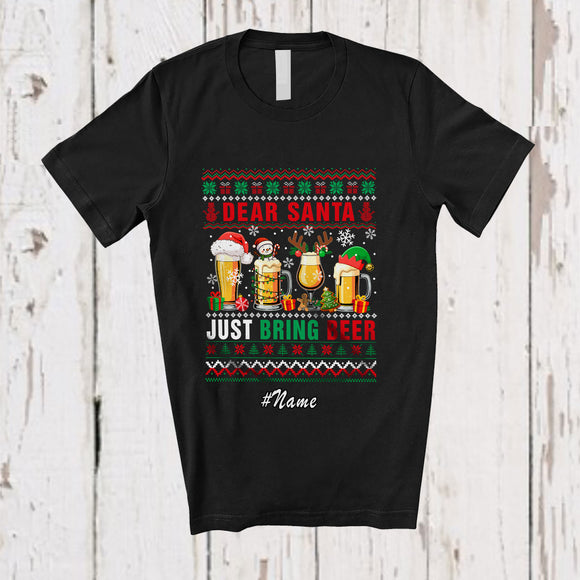 MacnyStore - Personalized Custom Name Santa Bring Beer; Fantastic Christmas Sweater Drinking Drunker T-Shirt