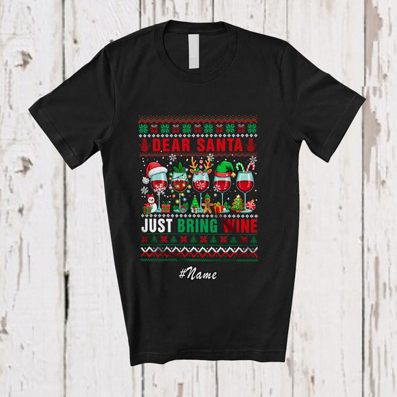 MacnyStore - Personalized Custom Name Santa Bring Wine; Fantastic Christmas Sweater Drinking Drunker T-Shirt