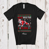 MacnyStore - Personalized Custom Name Hold The Plank; Humorous Christmas Sweater Santa Workout Exercise T-Shirt