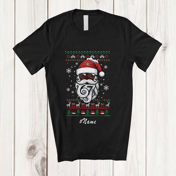 MacnyStore - Personalized Custom Name 6 7 Santa Bearded Face; Awesome Christmas Sweater Trending T-Shirt
