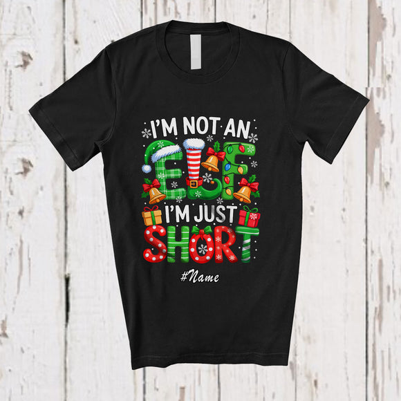 MacnyStore - Personalized Custom Name I'm Not An Elf I'm Just Short; Awesome Christmas Lights Family Group T-Shirt